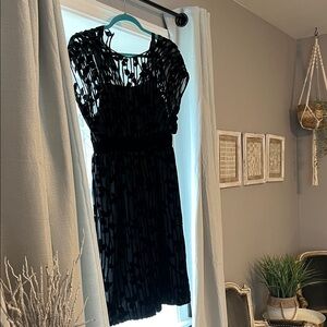 Unique Vintage Black Patterned Midi Dress